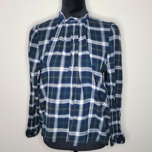 Birds of Paradis by Trovata Hilary  Harbor Plaid Blouse S